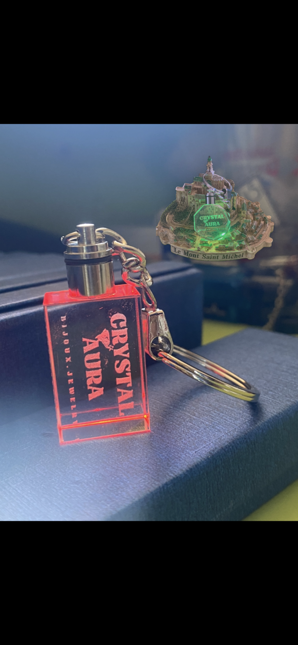 Porte clé en verre en cristal lumineux laser personnalisable