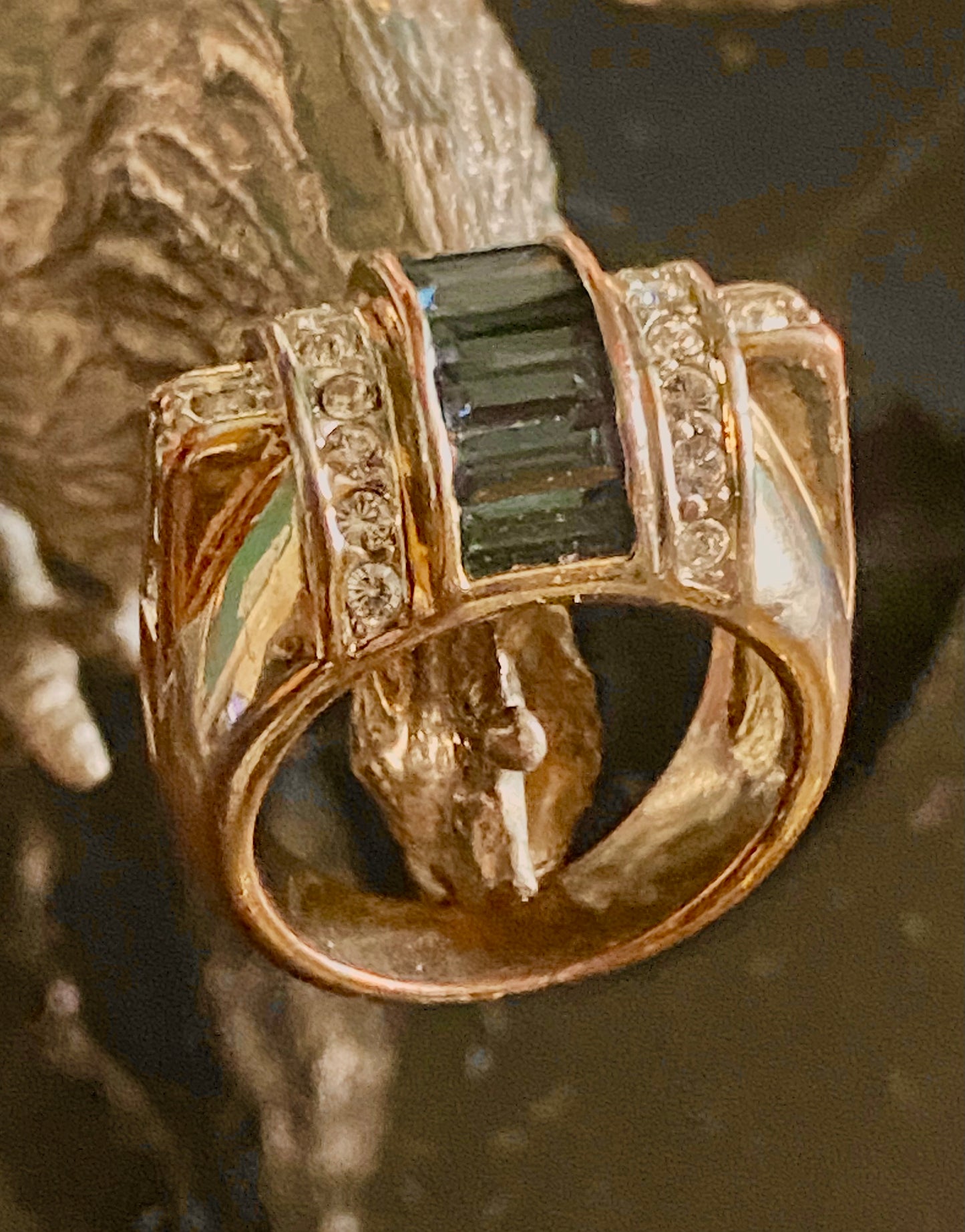 Bague Ring , plaqué Or avec perle bleue, 2 articles uniques