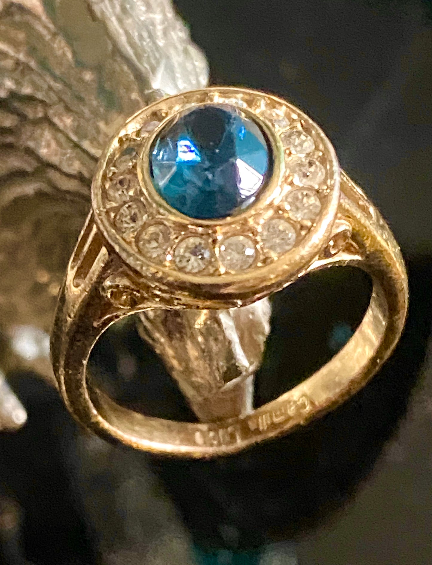 Bague Ring , plaqué Or avec perle bleue, 2 articles uniques