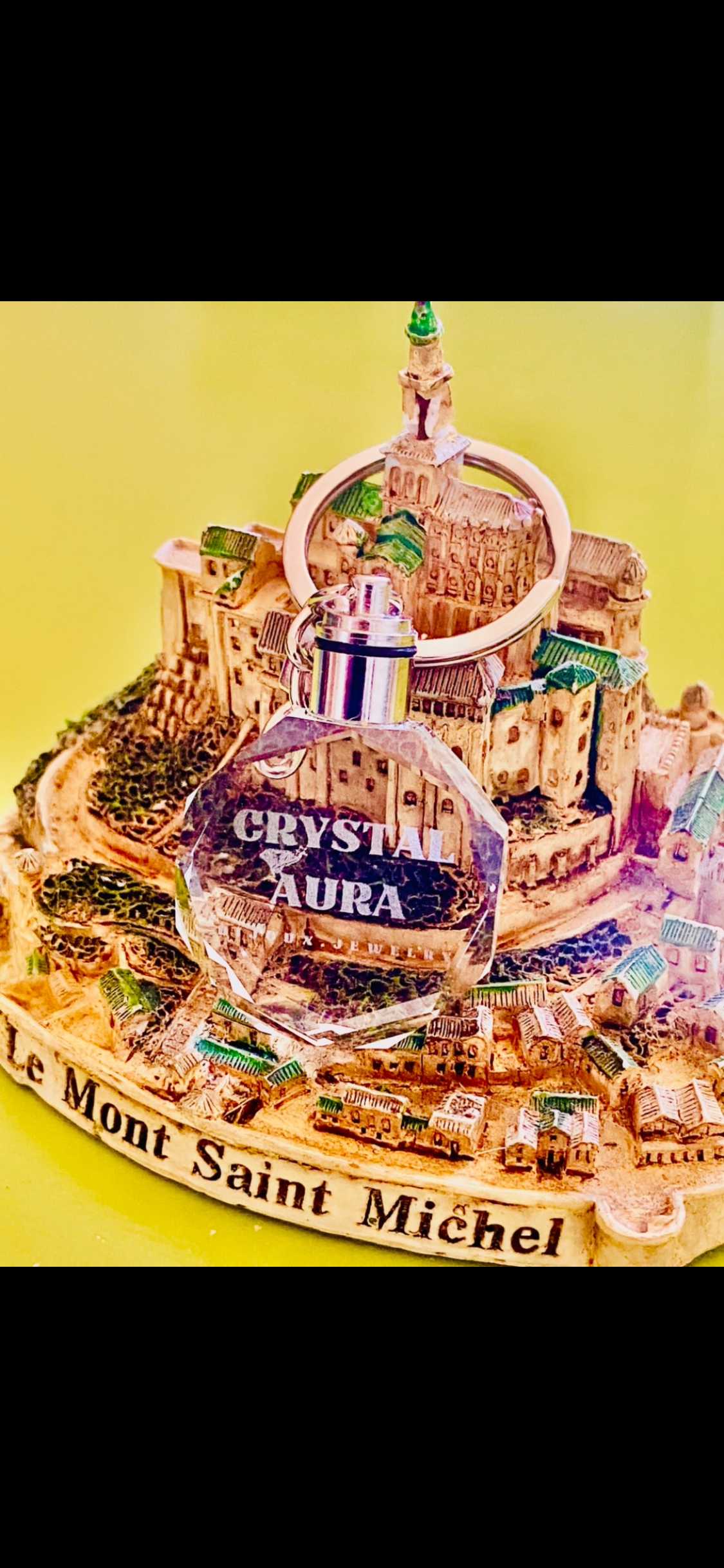Porte clé en verre en cristal lumineux forme arrondie irrégulière laser personnalisable