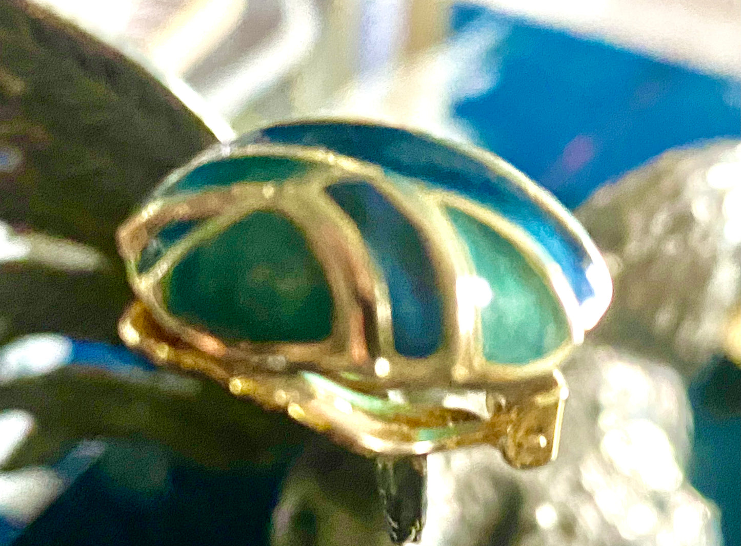 ➰Boucles d’oreille chic plaqué or avec perles saphir bleu ou vert tressé, fermoir en pince, 2 articles uniques 4