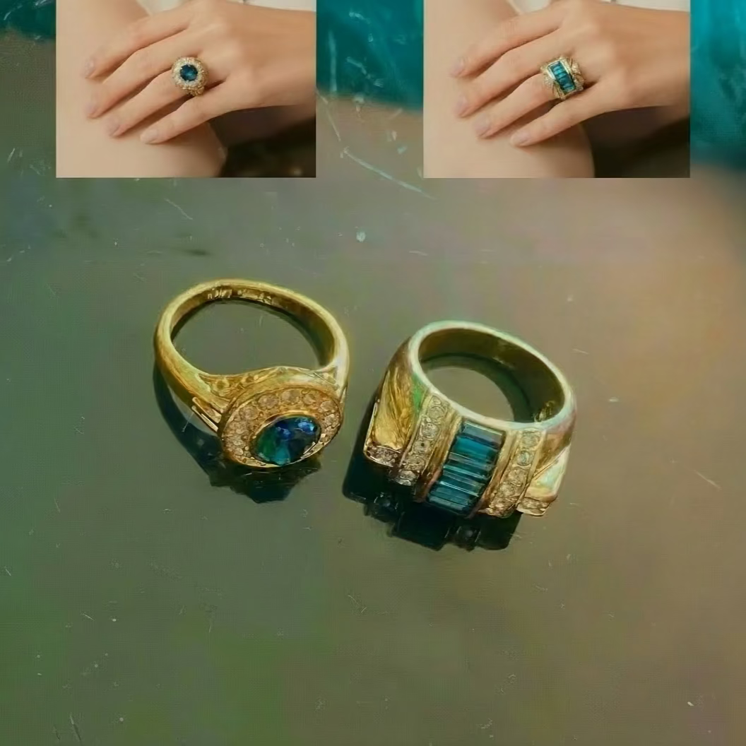 Bague Élégante Chic Prestige Plaqué Or 18K avec Perle Bleue Naturelle - 2 variantes uniques Édition Limitée