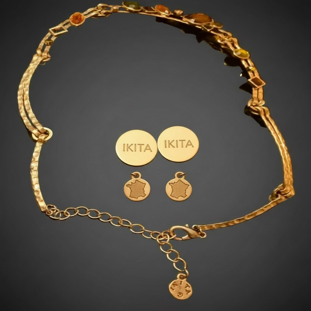 Collier Ras-le-Cou Prestige - 2 Variantes Métal Doré Perlé IKITA & Noir