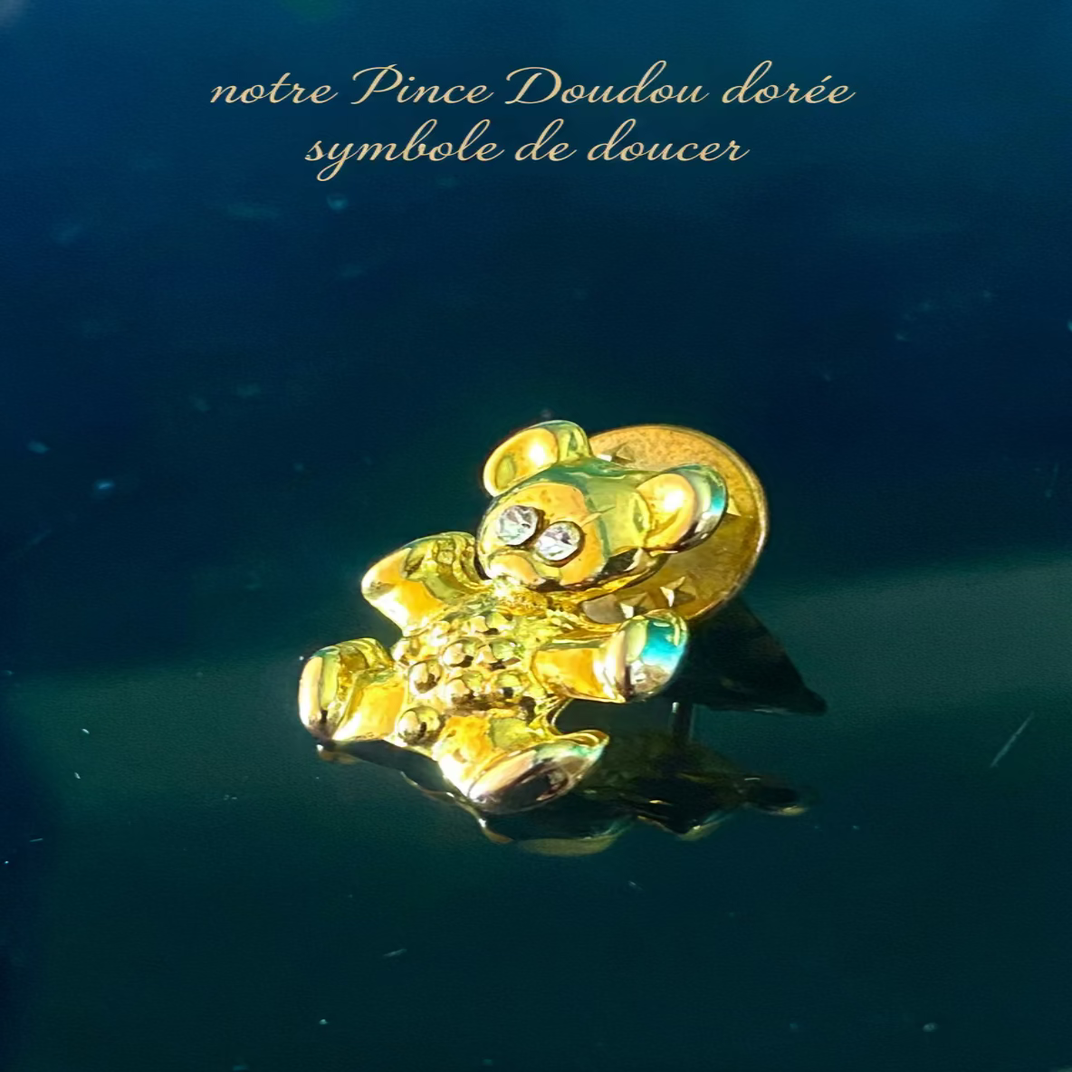 ✨ Pince Mini Ourson Plaqué Or - Accessoire Bijou Mignon avec Clou de Fixation