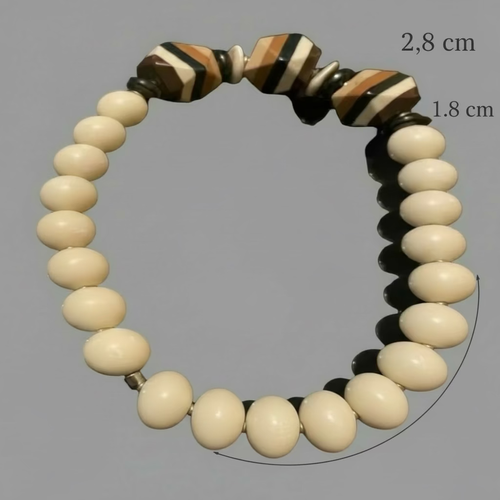 Collier Ras-le-Cou Chic Perles Céramique Blanc - Design Géométrique Artisanal