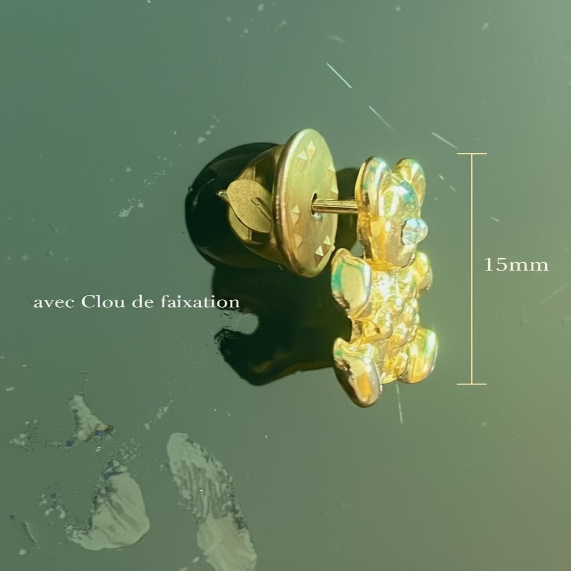 ✨ Pince Mini Ourson Plaqué Or - Accessoire Bijou Mignon avec Clou de Fixation