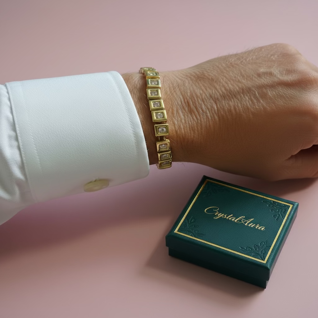 Bracelet Semi Élastique Pièces Carrées Dorées 5mm vue pratique