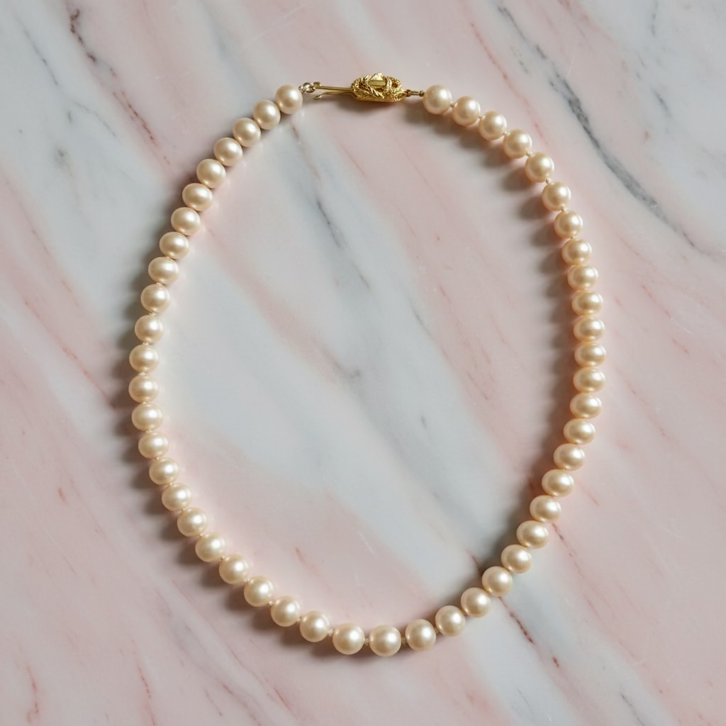 Collier Ras-Le-Cou Perles Prestige Céramique Résine - 2 Variantes Beige & Beige-Noir