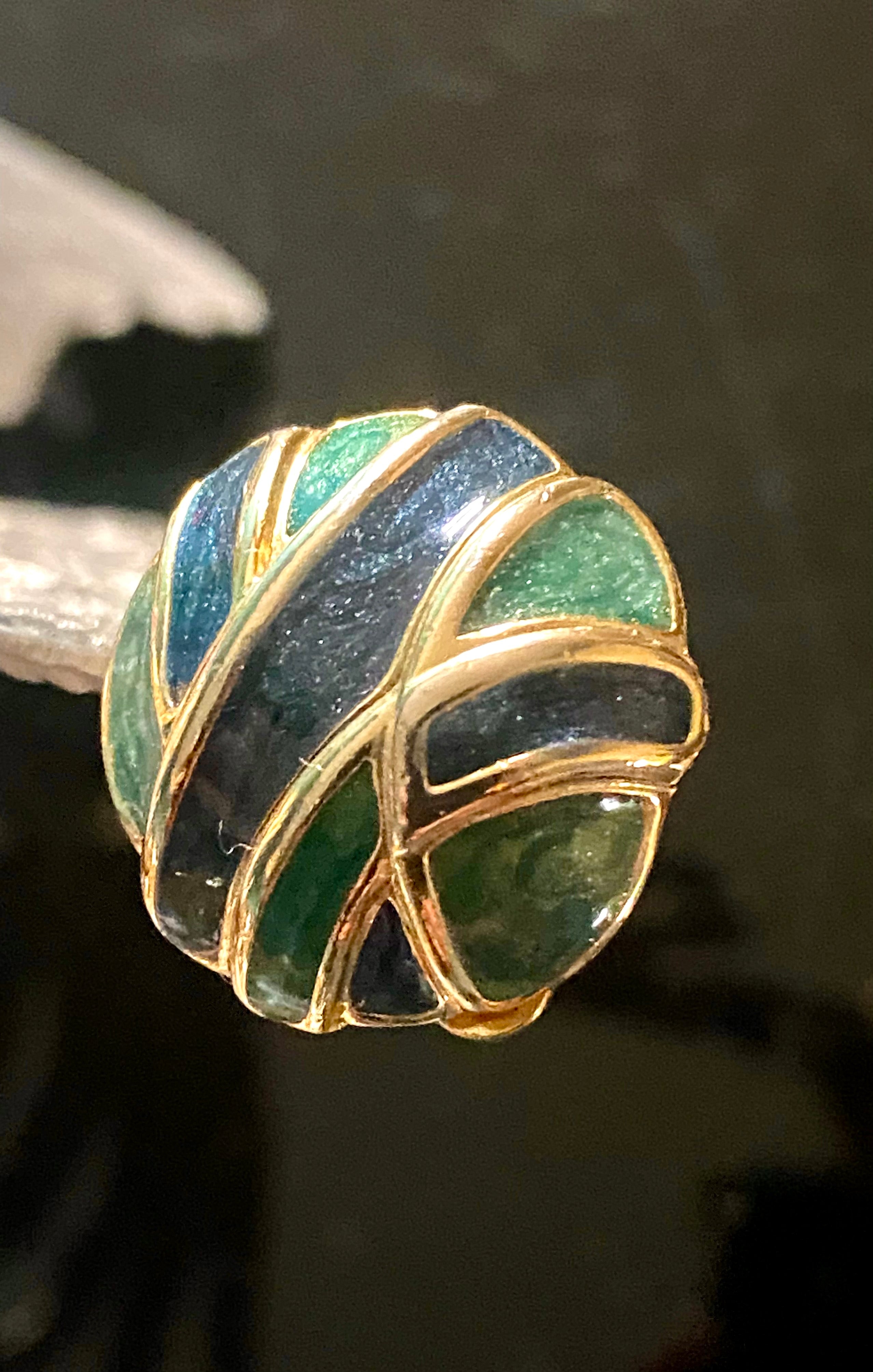 ➰Boucles d’oreille chic plaqué or avec perles saphir bleu ou vert tressé, fermoir en pince, 2 articles uniques 5