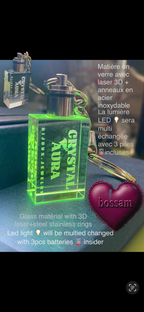 Porte clé en verre en cristal lumineux laser personnalisable