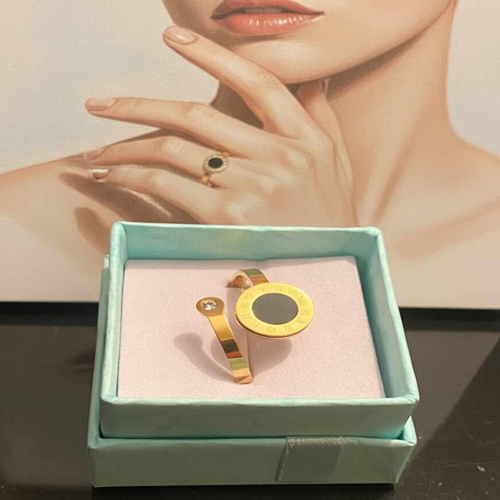 Bagues Artisanales Fashion - 4 Designs Métal Ajustables - Montre, Tête de Mort, Perles