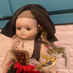 Boucles d'Oreilles Élégance Prestige - Earrings Dorées Fashion Perle Bleu vue humaine face oblique et mode notice portrait