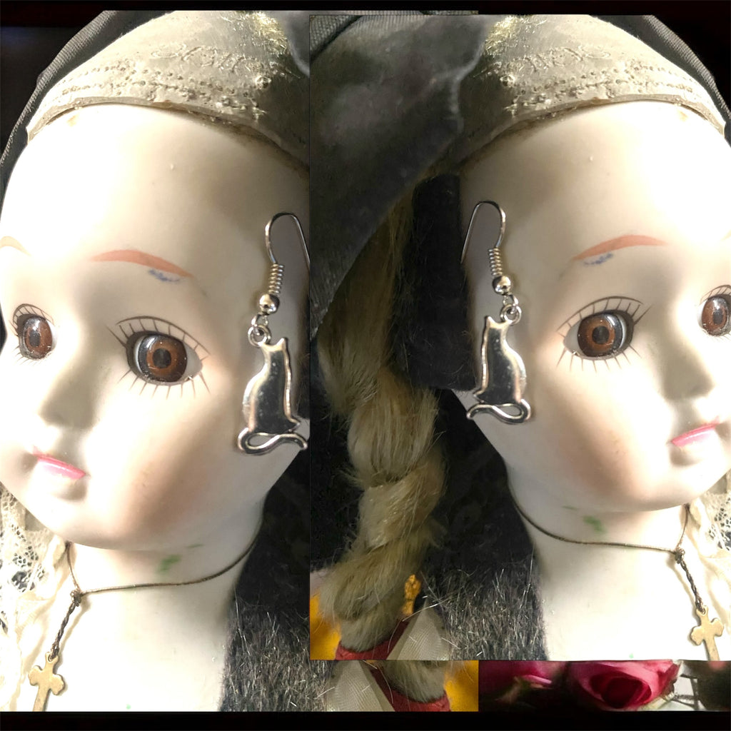 Boucle d'Oreille Métal Chat