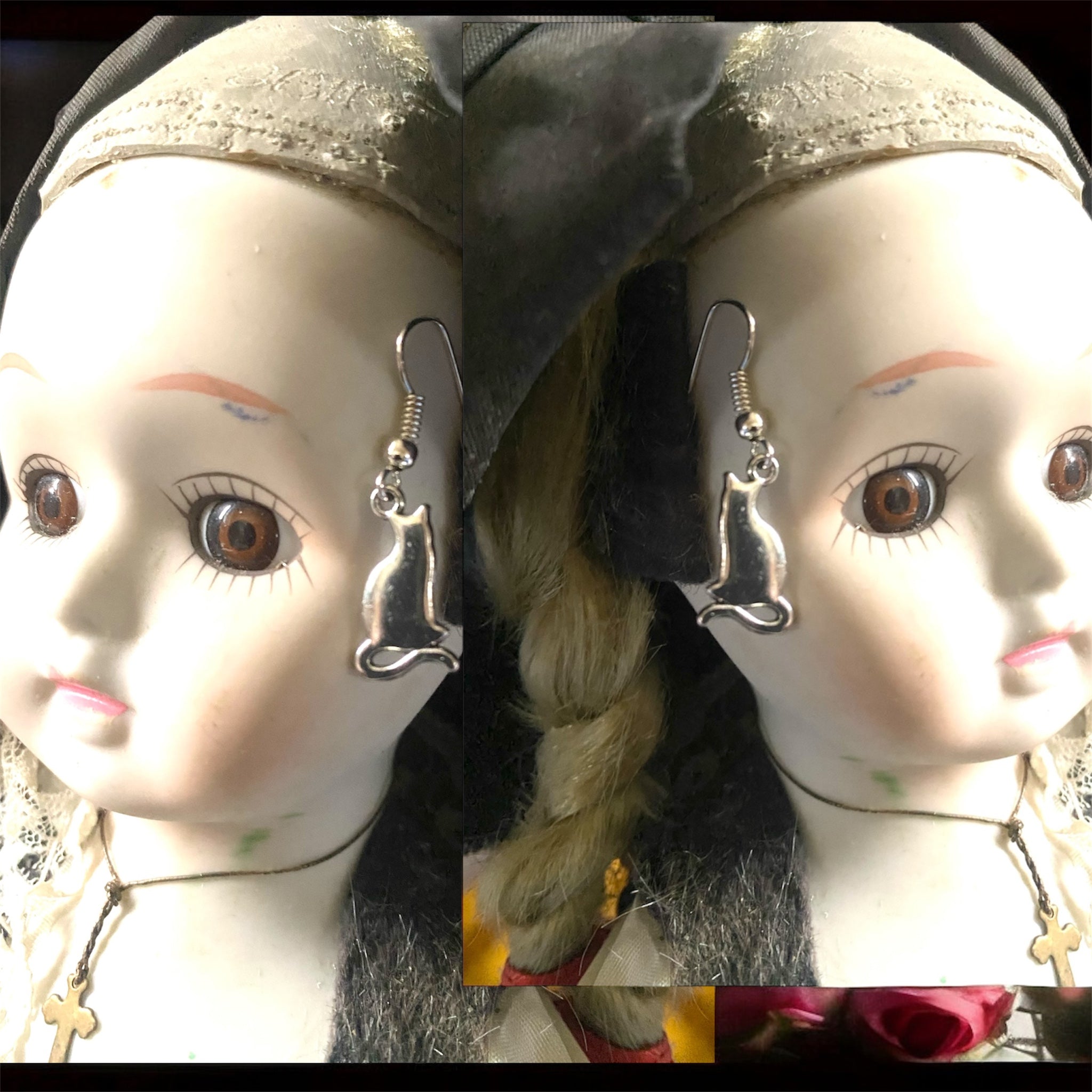 Boucle d'Oreille Métal Chat