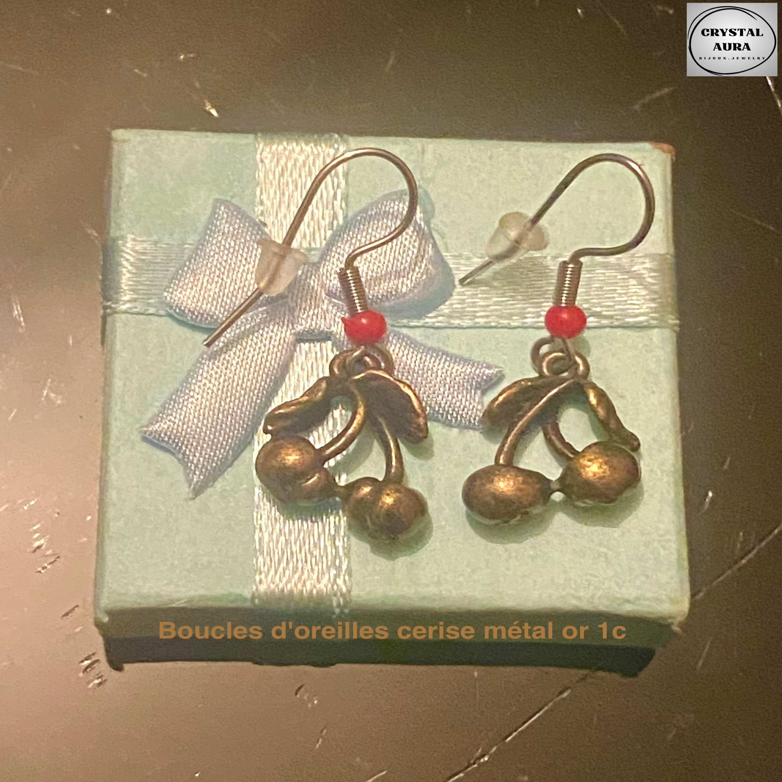 Boucles d'Oreilles Vintage Métal Bronzé - 2 Styles Mini Perles cerises & Micro