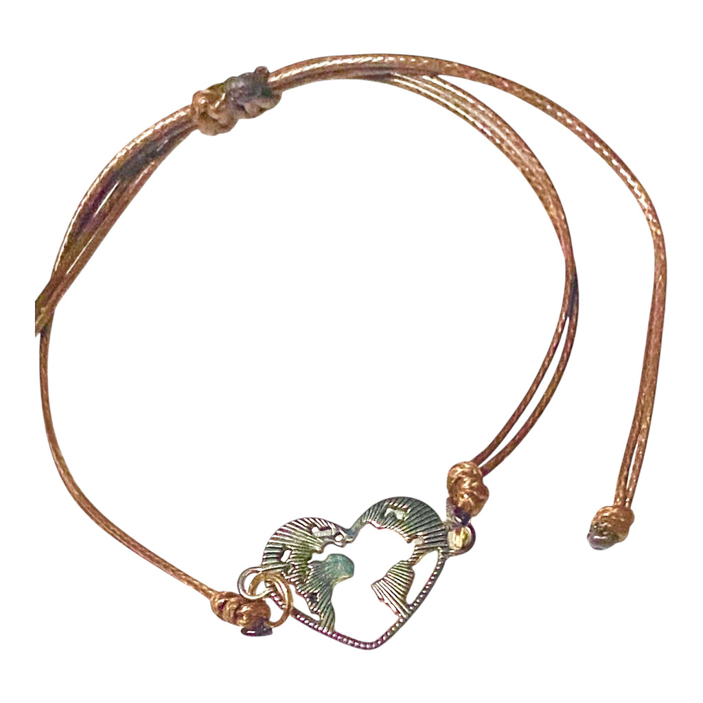 Bracelet_Ficelle_Marron_mono_motif_Metal_theme_Coeur_pure