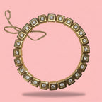 Bracelet Semi Élastique Pièces Carrées Dorées 5mm vue face expo