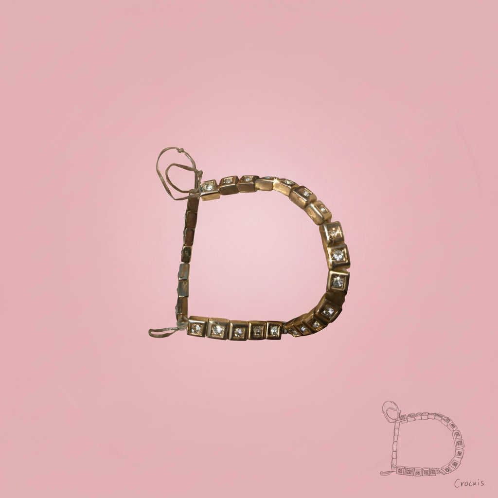 Bracelet Semi Élastique Pièces Carrées Dorées 5mm vue lettre D