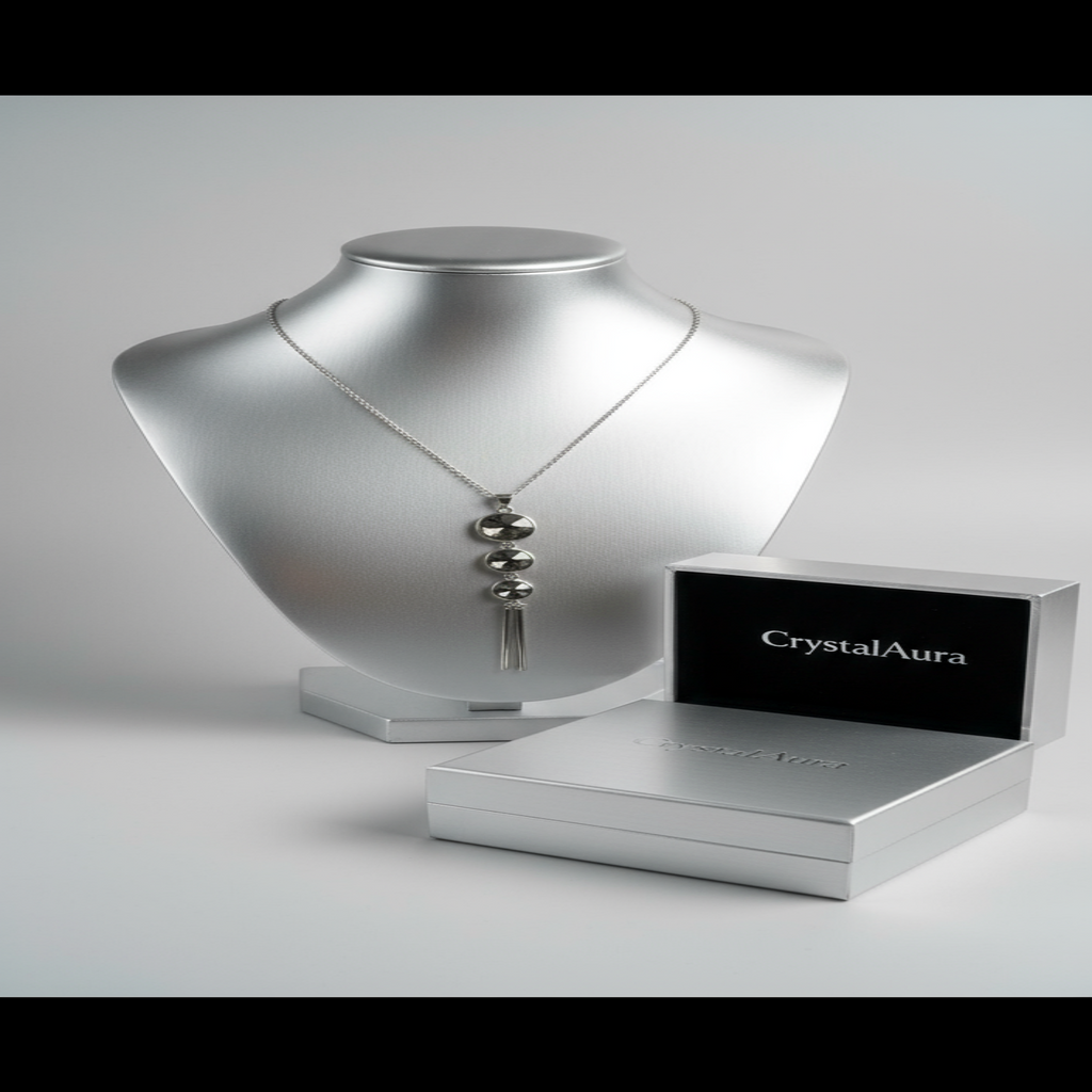 Collier pendentif Métal chaine Perles vue de face sur support