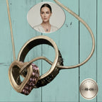 Collier Tendance  Métal - Style Unique- deux anneaux Coeur vue de haut oblique de face