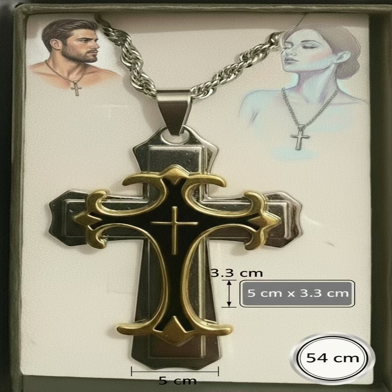 Collier Tendance  Métal - Style Unique- Croix vue de face