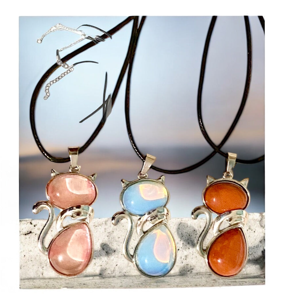 Collier Solidaire Chat - Pendentif Résine Perlé