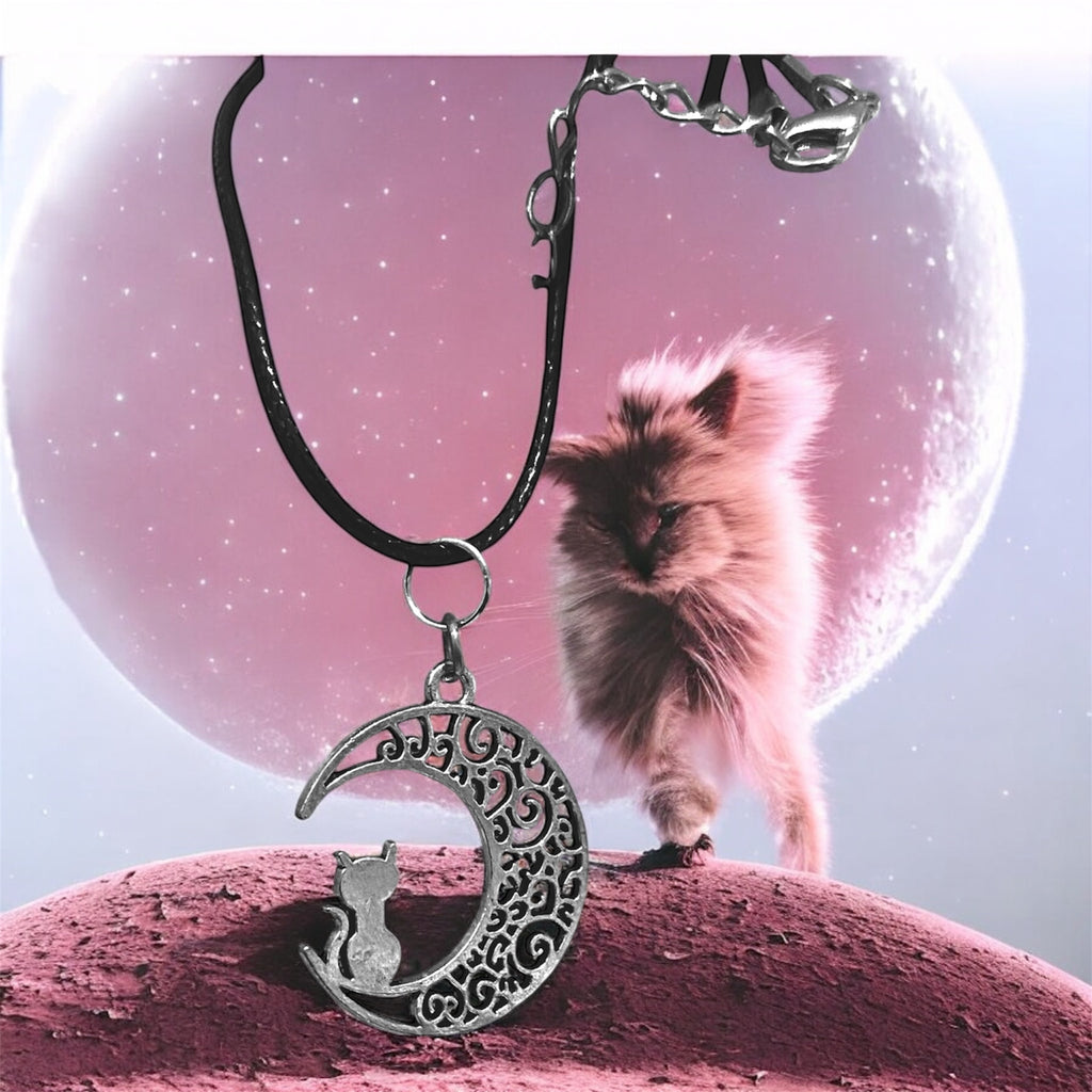 Collier_Associatif_Pendetif_mini_Chat_Metal_argente_Lune_face