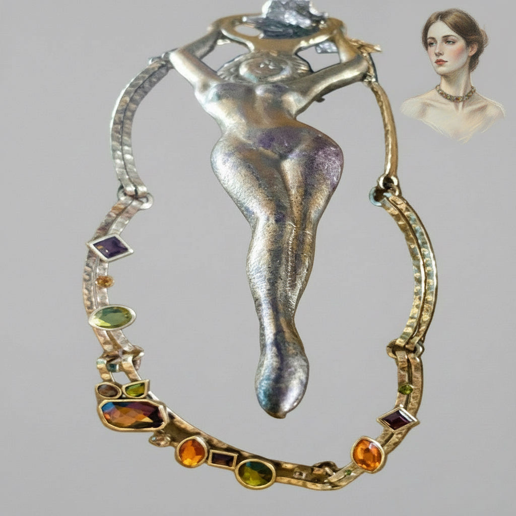 Colliers en Acier Inoxydable, Plaqué or avec perles colorées, pièce unique, haute qualité, vue de face