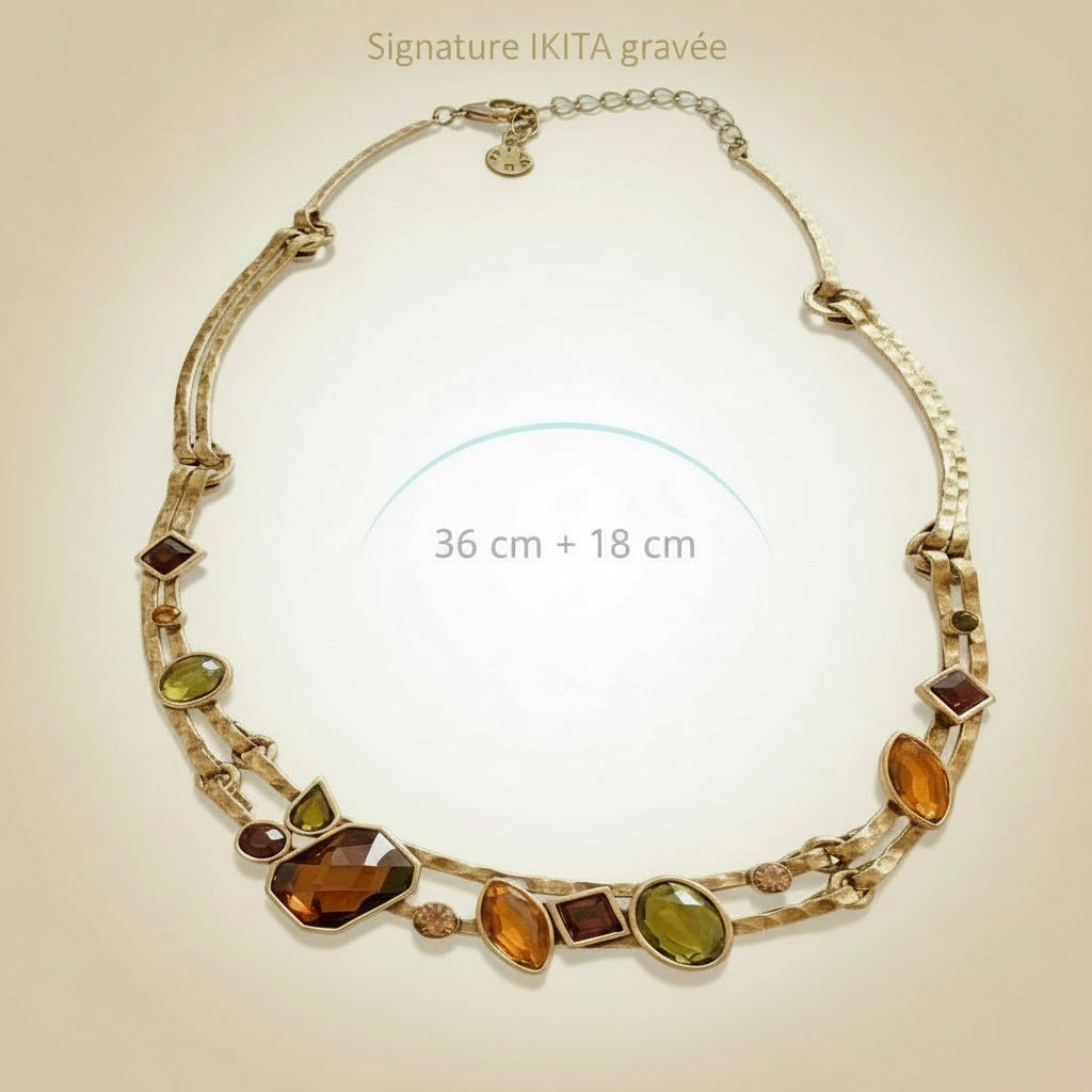 Colliers en acier inoxydable ,plaqué or avec perles colorées, pièce unique, haute qualité, dimensions