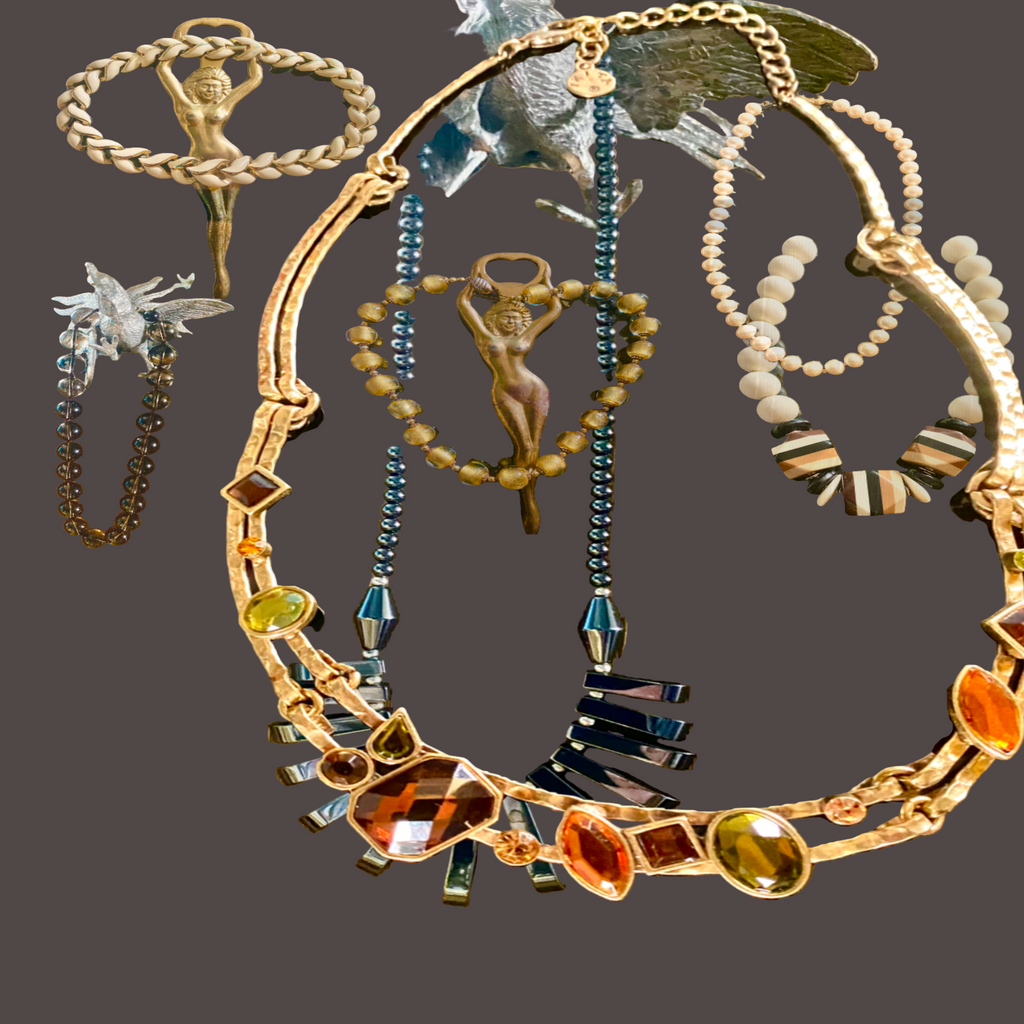 Colliers perles, céramiques et en acier inoxydable, chaque pièce est unique, haute qualité, vue, face, collection 8 pièces 