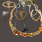 Colliers perles, céramiques et en acier inoxydable, chaque pièce est unique, haute qualité, vue, face, collection 8 pièces 