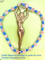 Collier prestige en perles de pattes de verre coloré