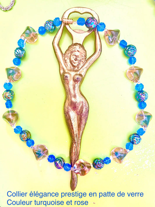 Collier prestige en perles de pattes de verre coloré