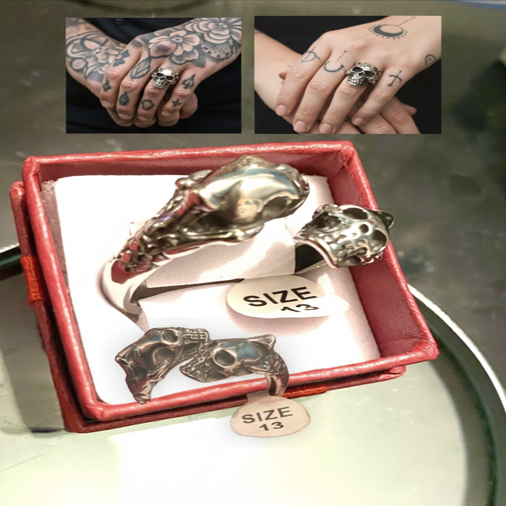 Bagues Artisanales Fashion - 4 Designs Métal Ajustables - Montre, Tête de Mort, Perles