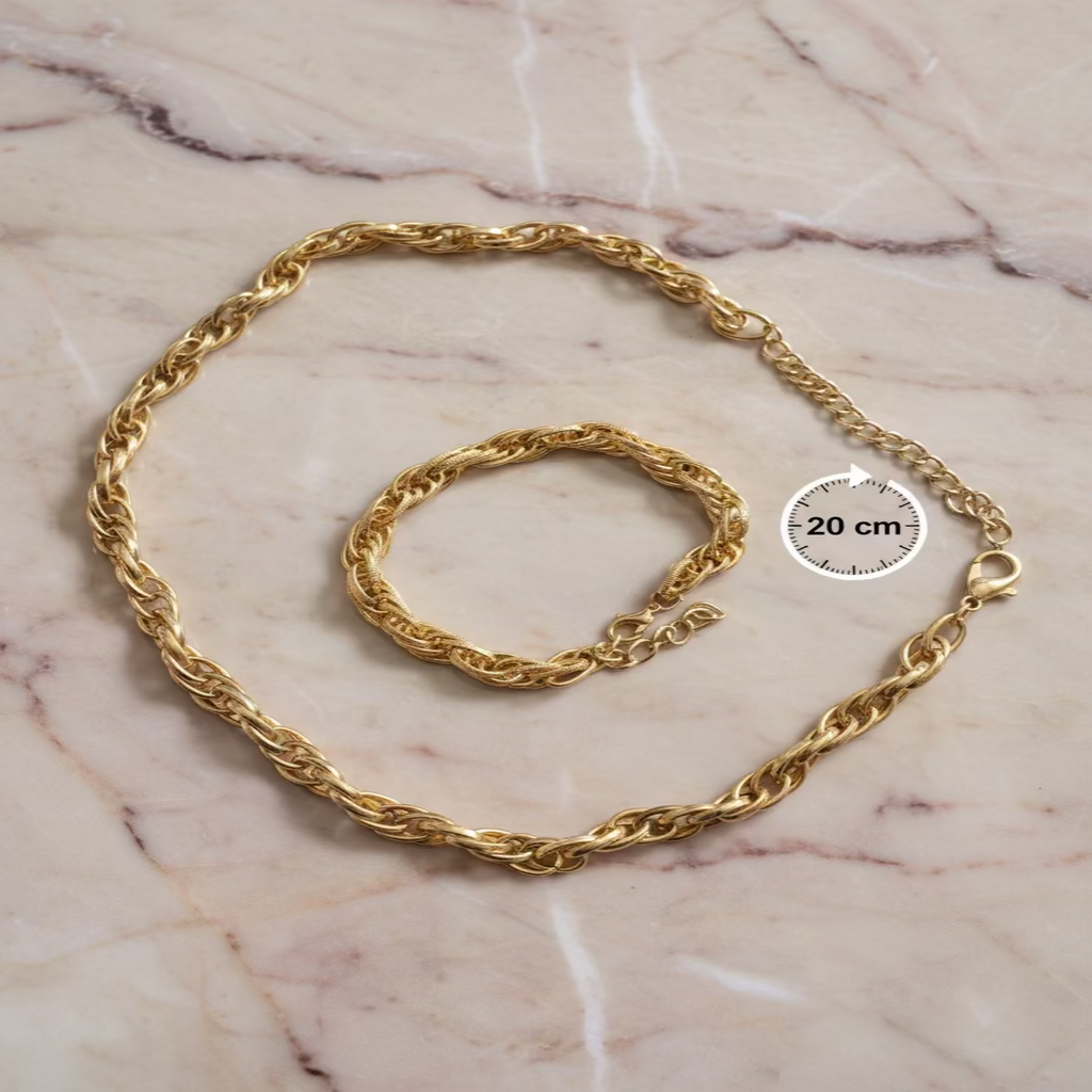 Parure 3 Pièces Dorée - Collier Bracelet Boucles - CrystalAura Bijoux Fantaisie Uniques