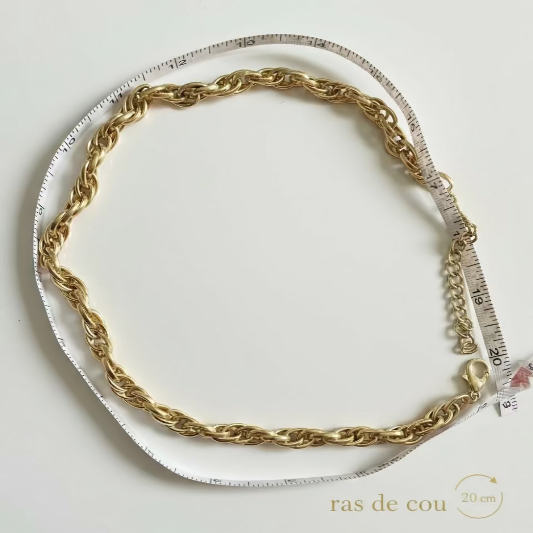 Parure 3 Pcs Chaine Vue de face Ras-le-Cou, mesure