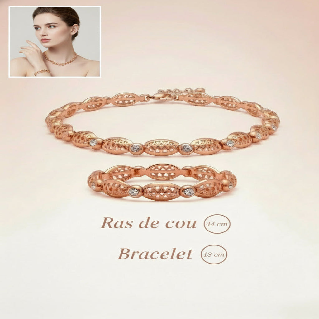 Parure deux Pièces Ras-le-Cou et Bracelet vue au sol Illustration AI ajout image artistique expo