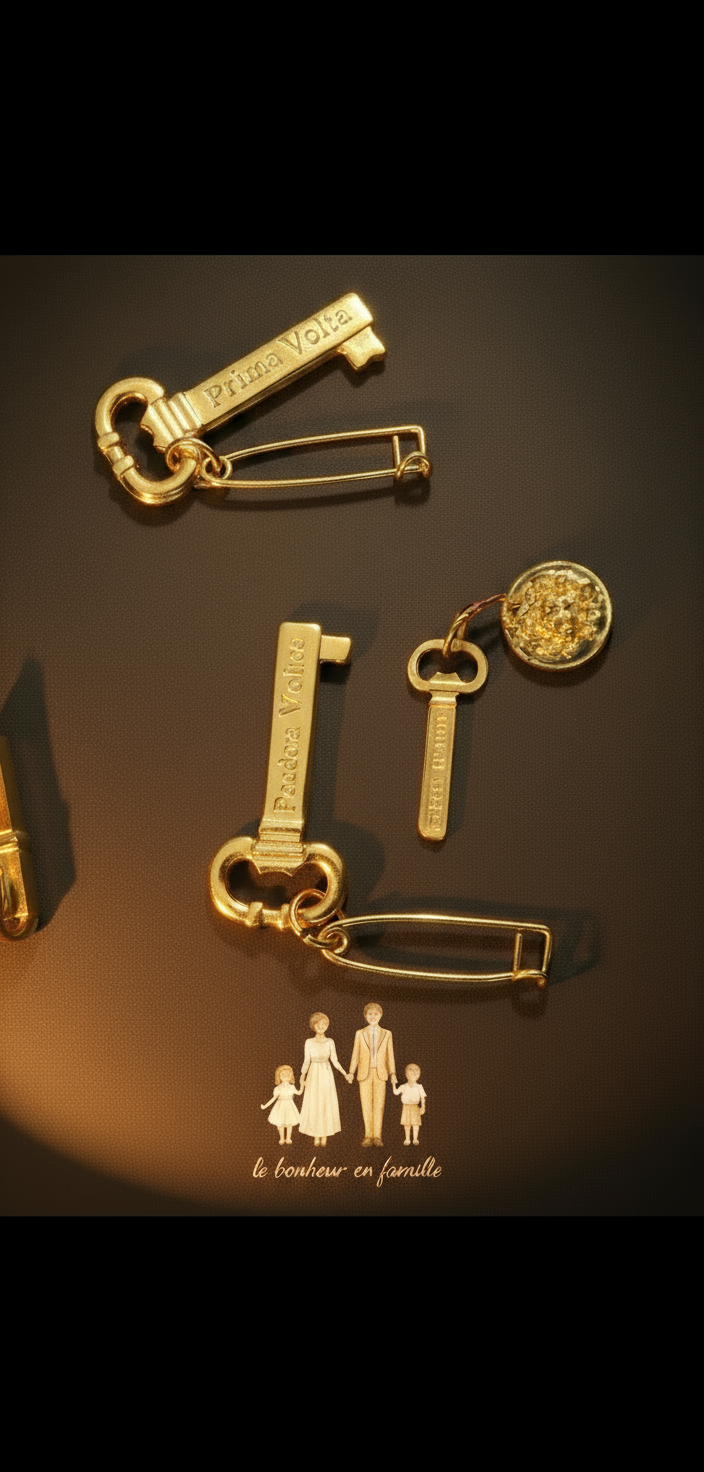 ✨ Pince Clé de Bonheur Plaquée Or - Accessoire Bijou Élégant vue multiple face et dos