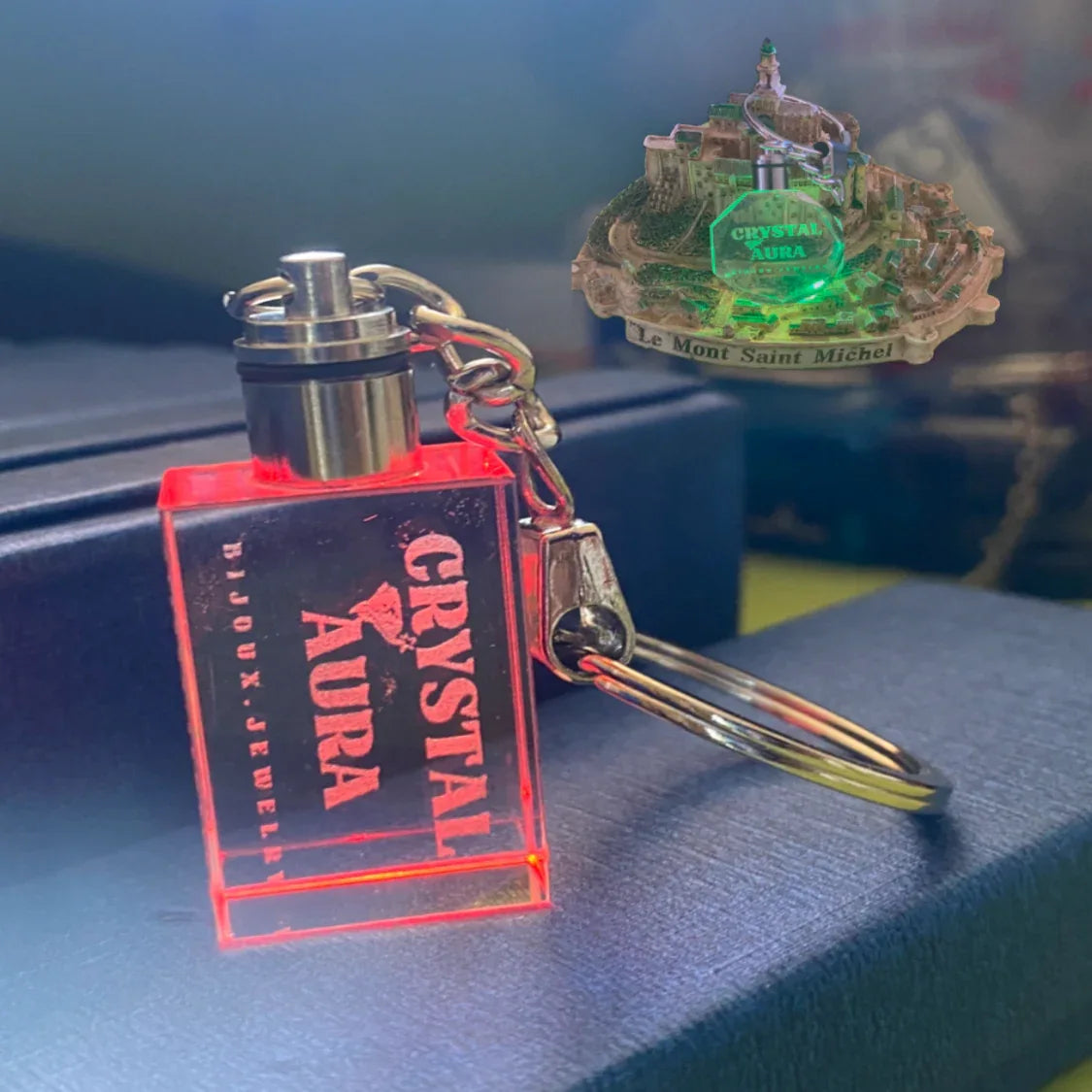 Porte-Clé Keychain Cristal 3D Lumineux LED Personnalisable - Gravure Laser Photo- texte – Image 5