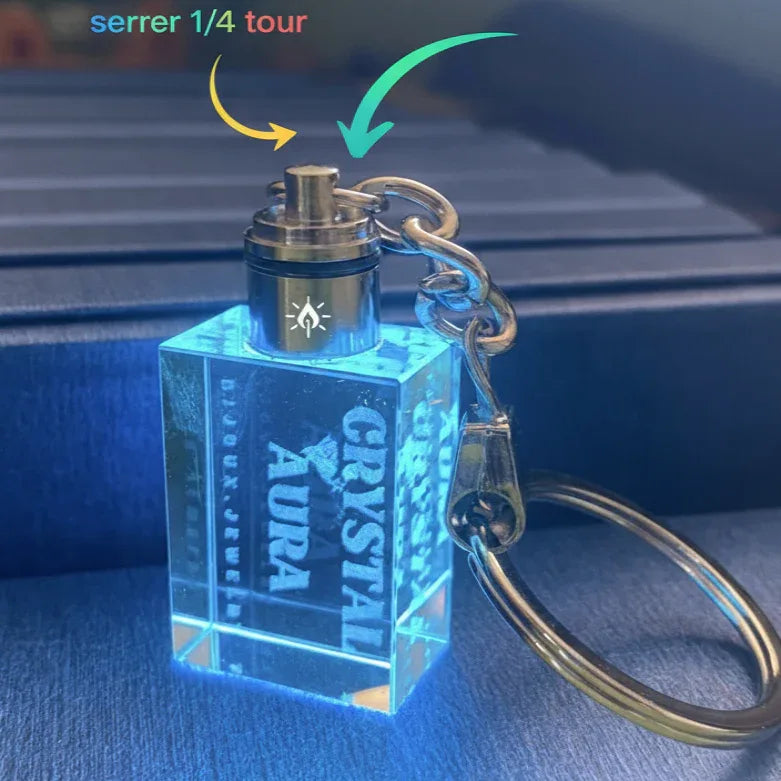 Porte-Clé Keychain Cristal 3D Lumineux LED Personnalisable - Gravure Laser Photo- texte – Image 4