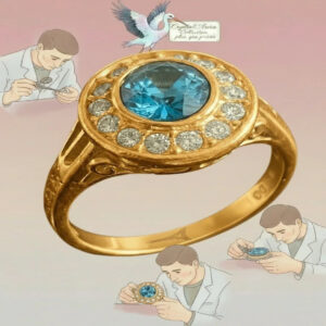 Bague Prestige Plaqué Or 18K - Perle Bleue