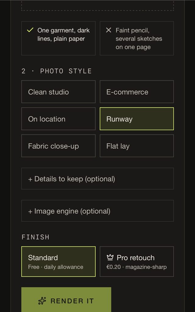 Réglages de l'outil : Runway et Standard